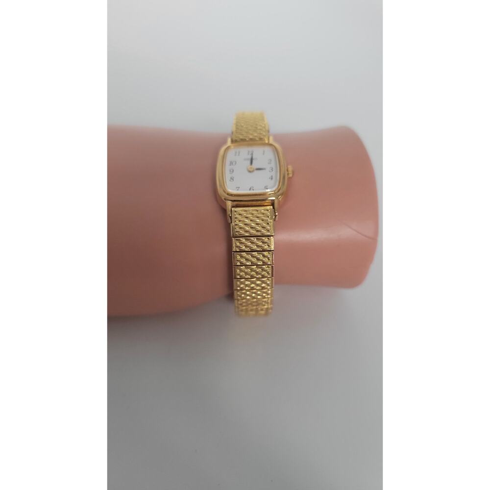 Seiko Tank Womens Watch 17mm Gold Tone 1N00-5K29 Stretch Band New Battery